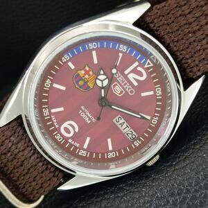 Vintage 1981 FCB Seiko Automatic Mens Silver Watch W/daydate & FCB accents